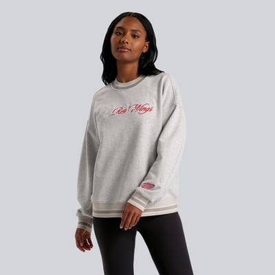 Women's Detroit Red Wings lululemon Heathered Core Ultra Light Grey Perfectly Oversized Hip-Length Ringer Sweatshirt