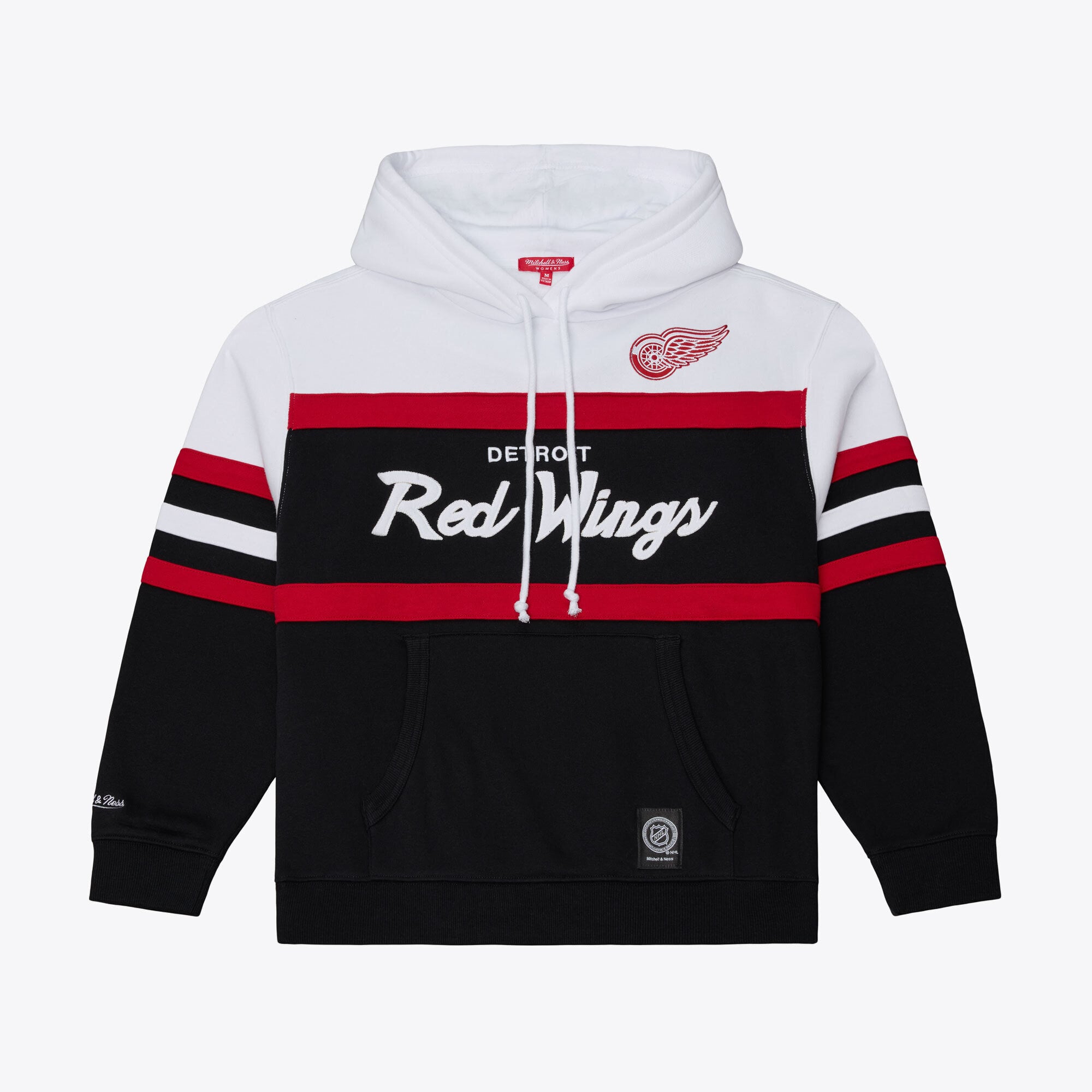 Women's Mitchell & Ness  White/Black Detroit Red Wings Head Coach Hoodie