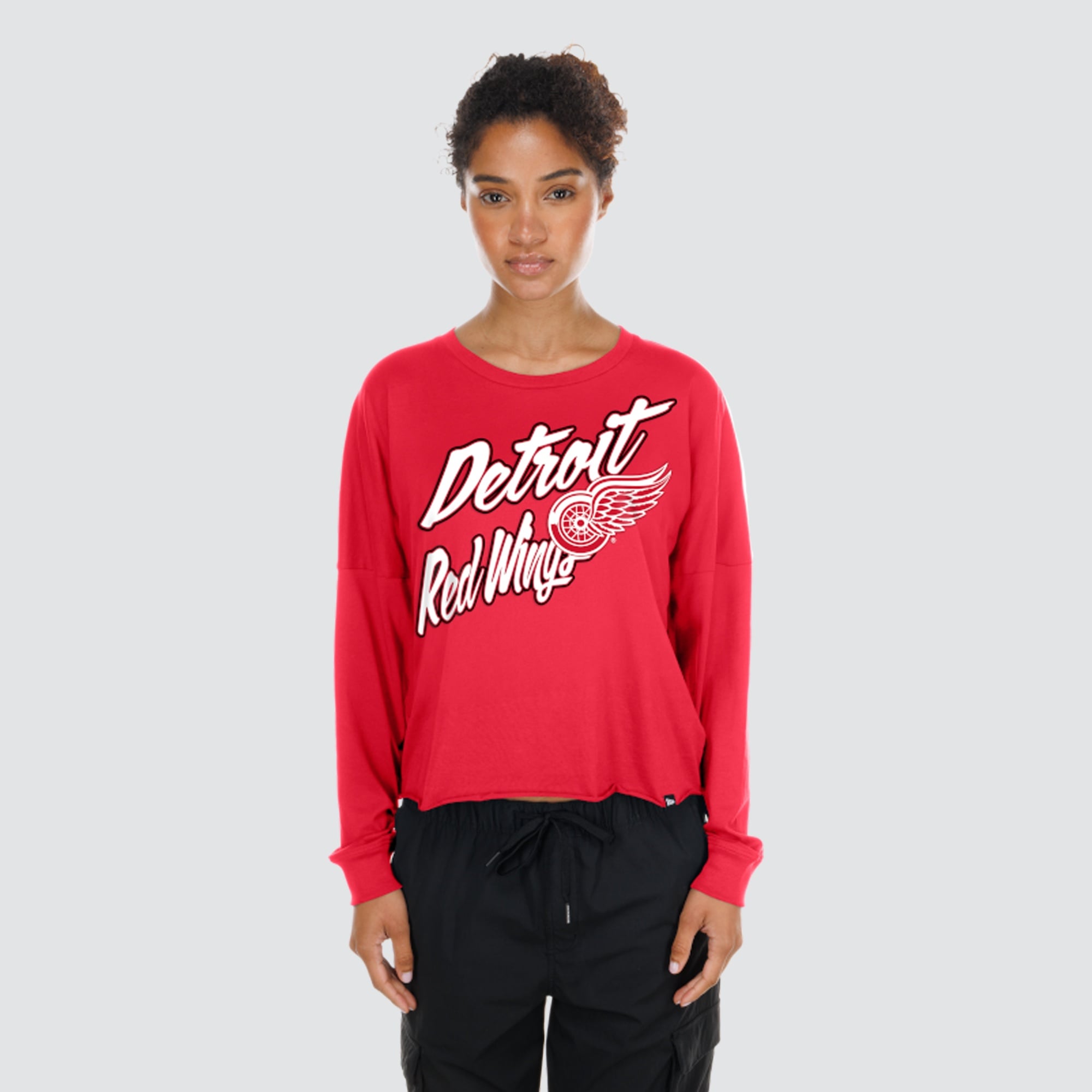 T-shirt à manches longues oversize New Era rouge Detroit Red Wings pour femme