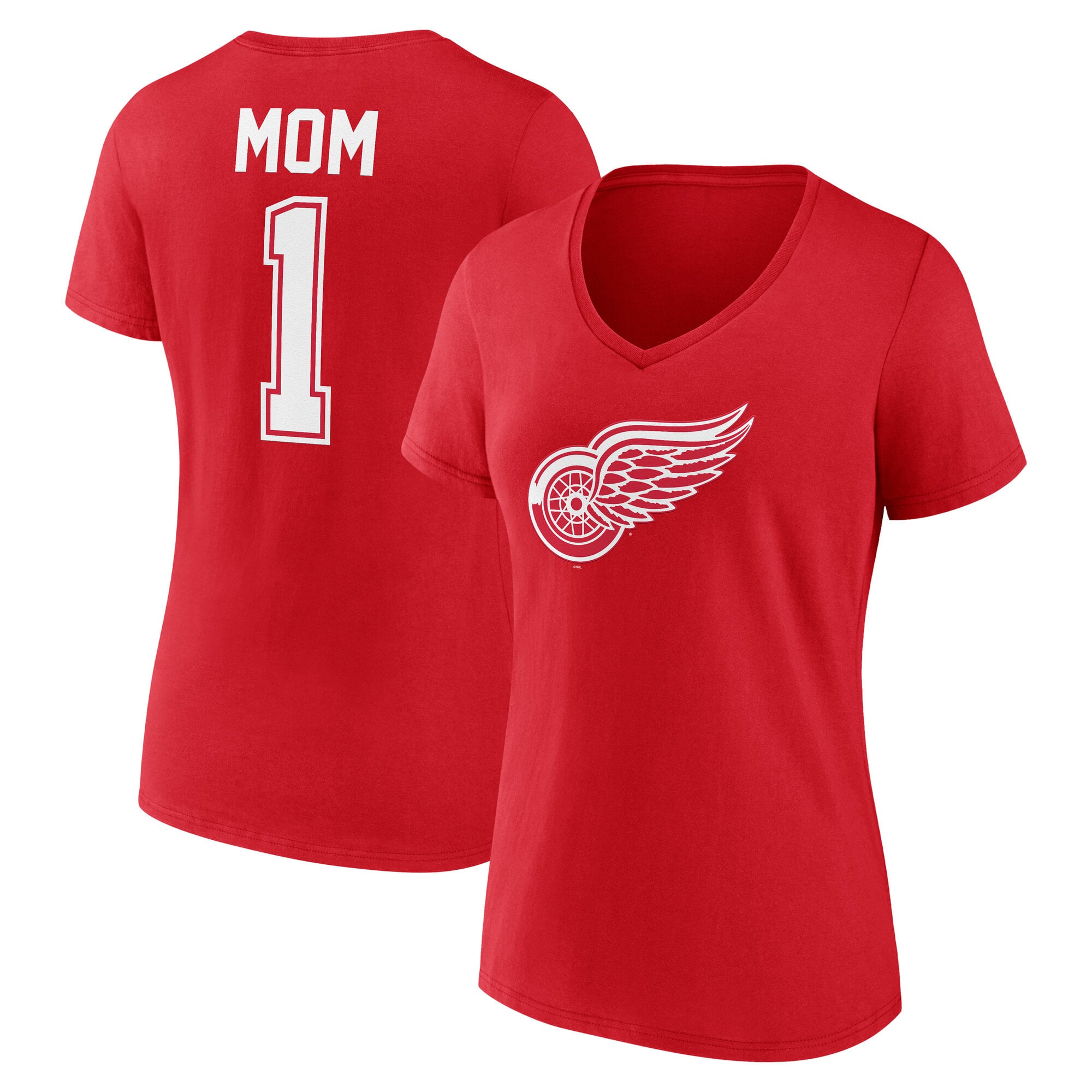 T-shirt à col en V rouge Detroit Red Wings pour femmes, spécial fête des mères