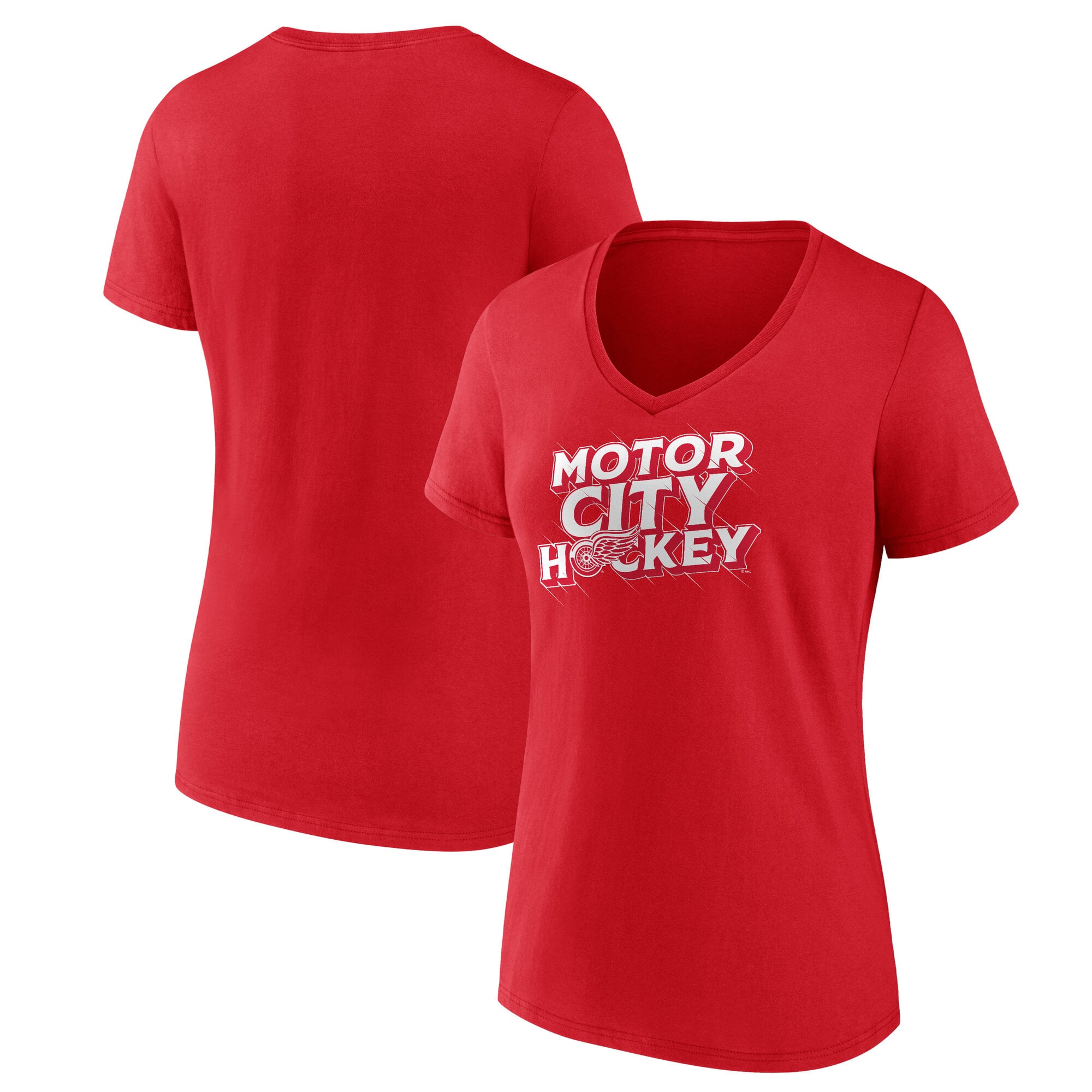 T-shirt à col en V rouge Detroit Red Wings pour femmes