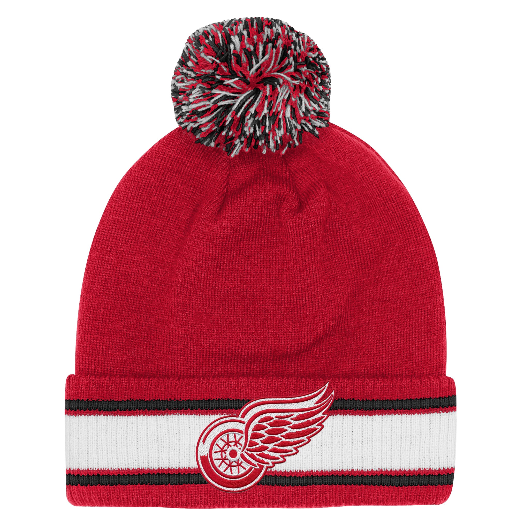 Bonnet tricoté authentique Detroit Red Wings rouge pour enfant avec pompon