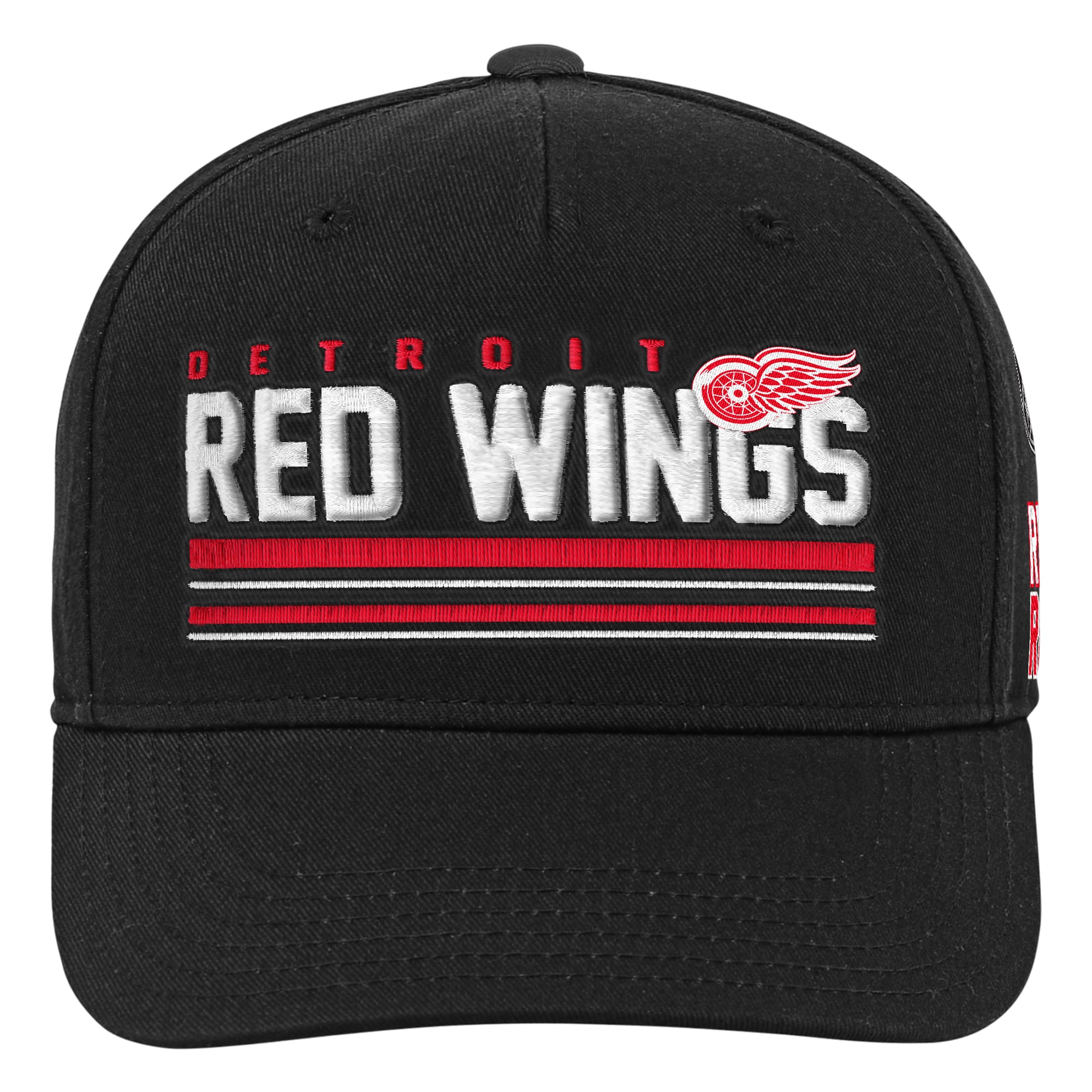 Youth Mitchell & Ness Black Detroit Red Wings Triple Play Pro Pinch Snapback Hat