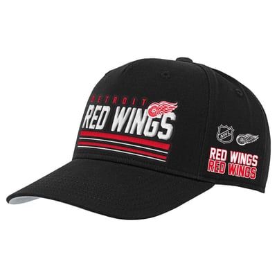 Youth Detroit Red Wings Mitchell & Ness Black Triple Play Pro Pinch Snapback Hat