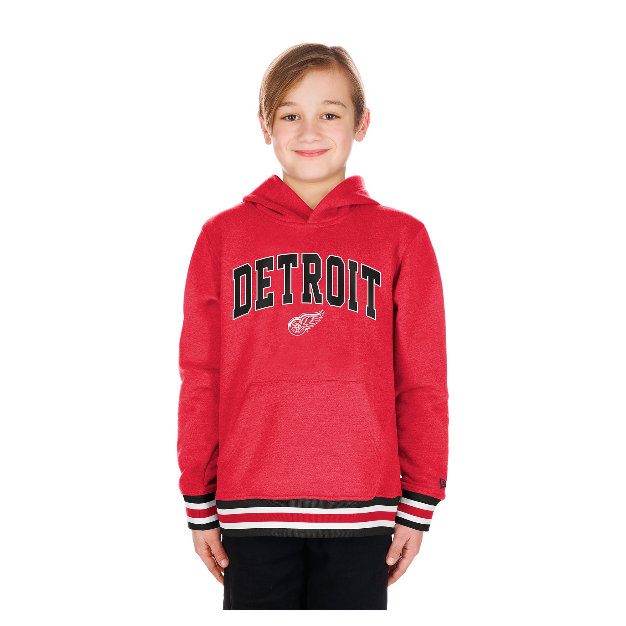 Youth New Era Red Detroit Wings Knit Trim Pullover Hoodie