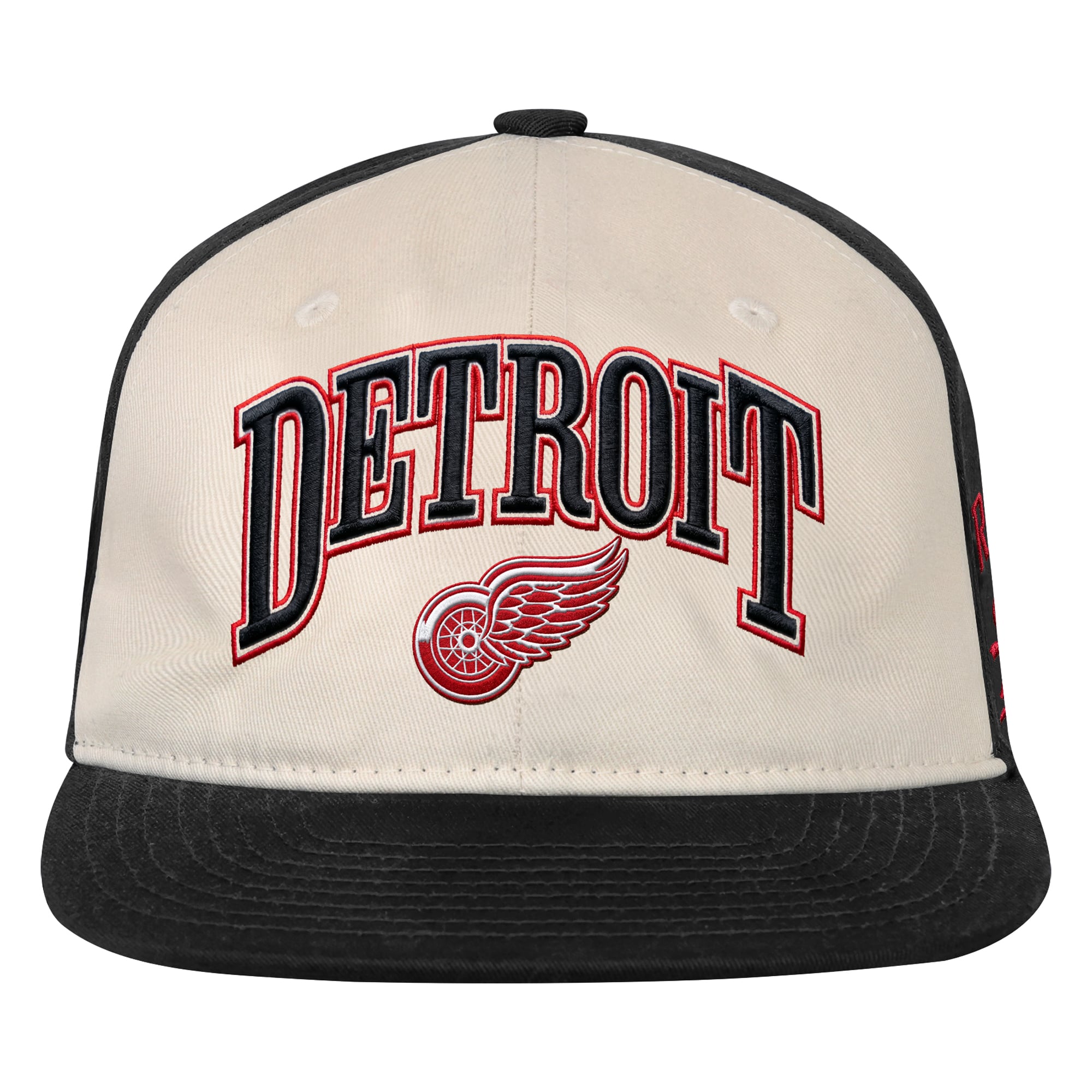 Casquette à pression Outerstuff Arch naturelle/noire pour jeunes des Red Wings de Détroit