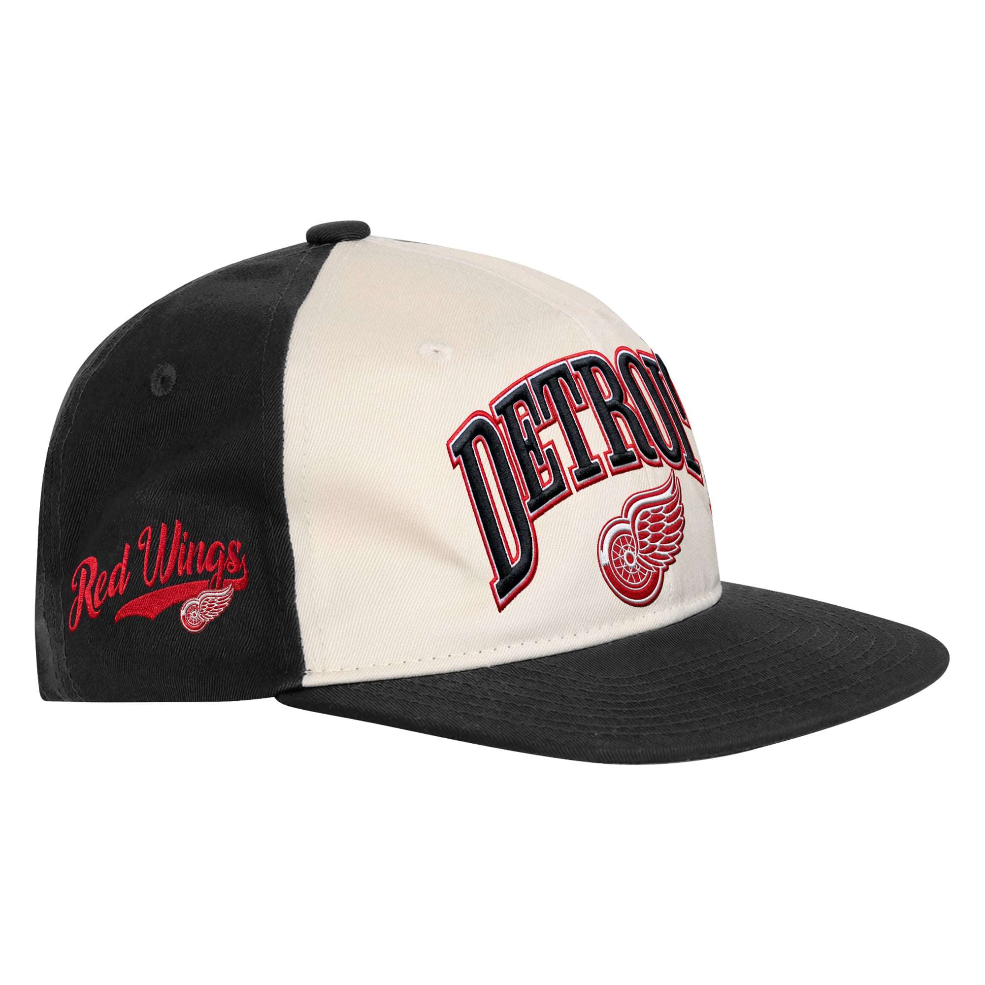 Casquette à pression Outerstuff Arch naturelle/noire pour jeunes des Red Wings de Détroit