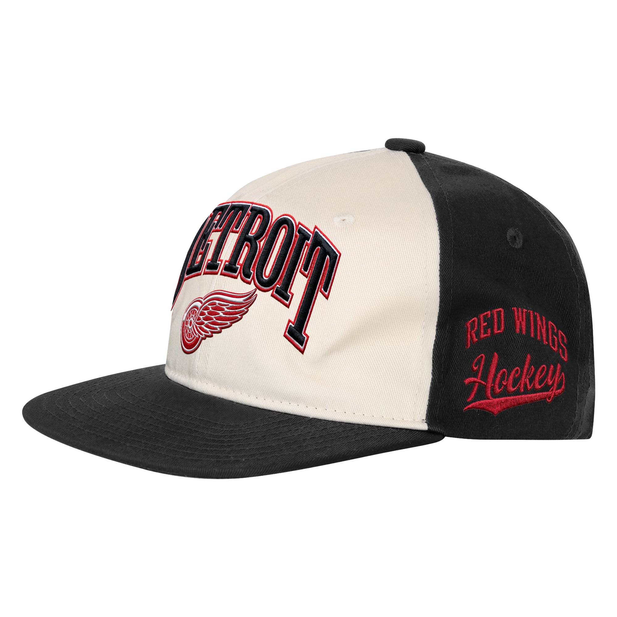 Casquette à pression Outerstuff Arch naturelle/noire pour jeunes des Red Wings de Détroit