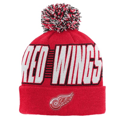 Detroit Red Wings Outerstuff Youth Cuffed Knit Hat with Pom - Red