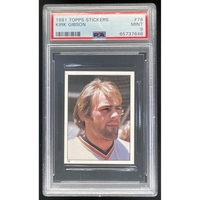 1981 Topps Stickers #78 Kirk Gibson RC PSA 9