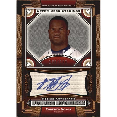2004 Upper Deck Etchings Blue Ink #148 Roberto Novoa FE