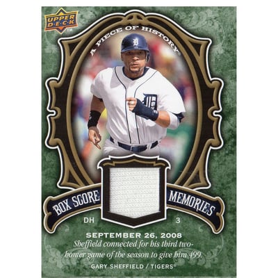 2009 UD A Piece of History Box Score Memories Jersey #BSMGS Gary Sheffield