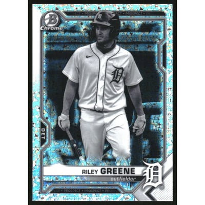 2021 Bowman Chrome Prospects Black and White Mini-Diamond Refractors #BCP188 Riley Greene
