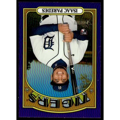 2021 Topps Heritage Chrome Purple Refractors #601 Isaac Paredes