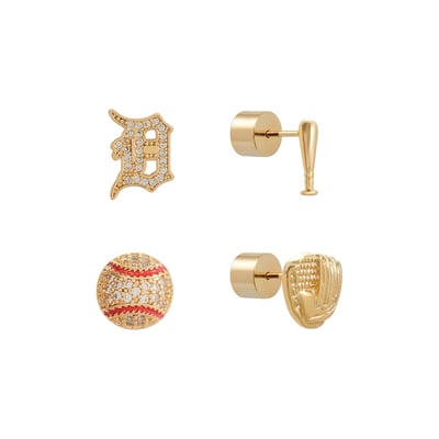 Detroit Tigers by Jill Martin Glam Day 4-Pack Post Back Earrings Set