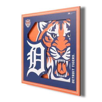Detroit Tigers Fanpoint 12'' x 12'' 3D Logo Wall Art