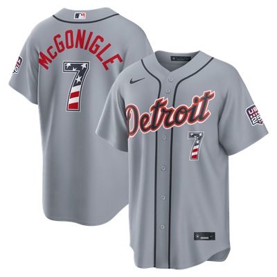 Fourth of July Detroit Tigers Kevin McGonigle Nike Gray USA 250 Stadium Jersey