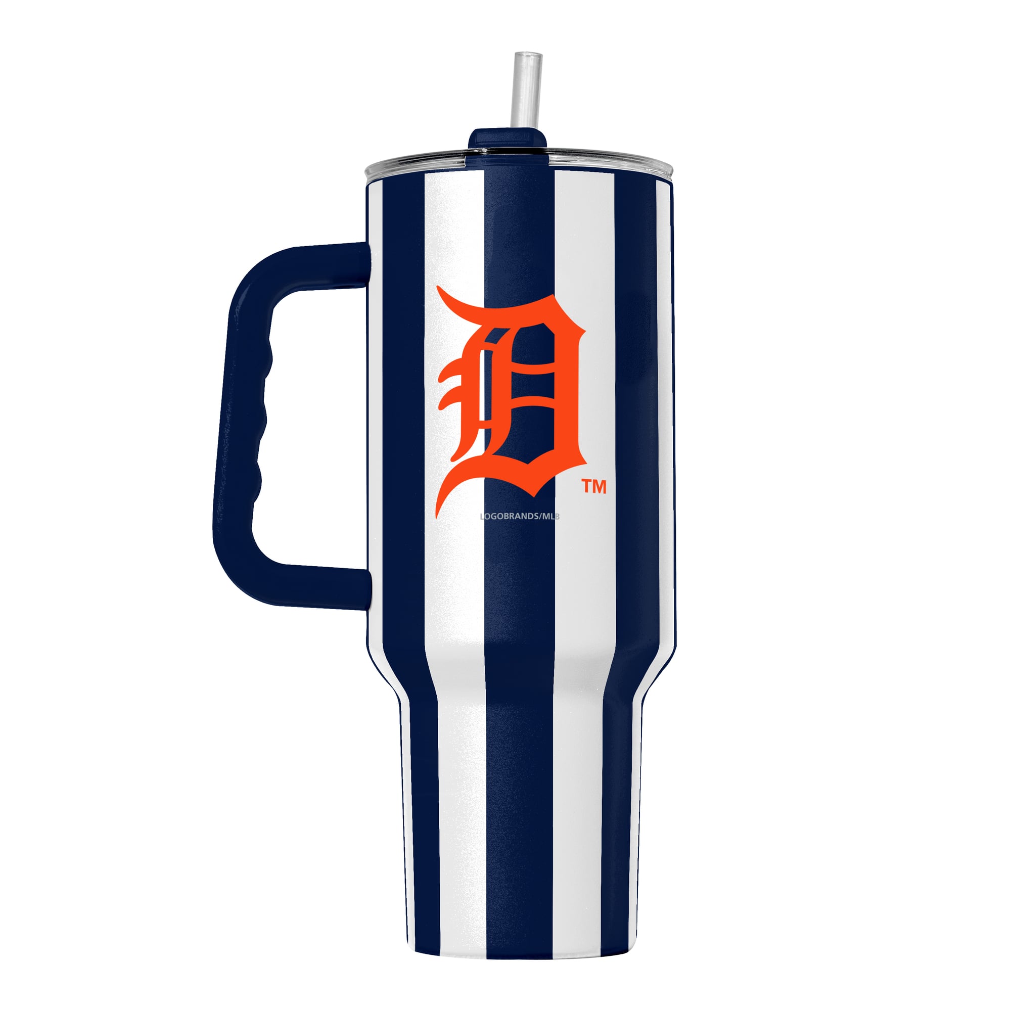 Gobelet isotherme à rayures verticales de 1,2 L (40 oz) avec revêtement en poudre et logo des Tigers de Détroit