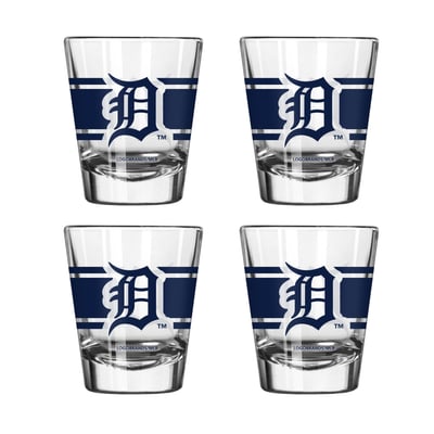 Detroit Tigers Logo Brands Four-Piece Stripe Shot Glass Set
