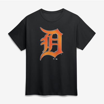Detroit Tigers Big & Tall Metallic Mascot T-Shirt - Black