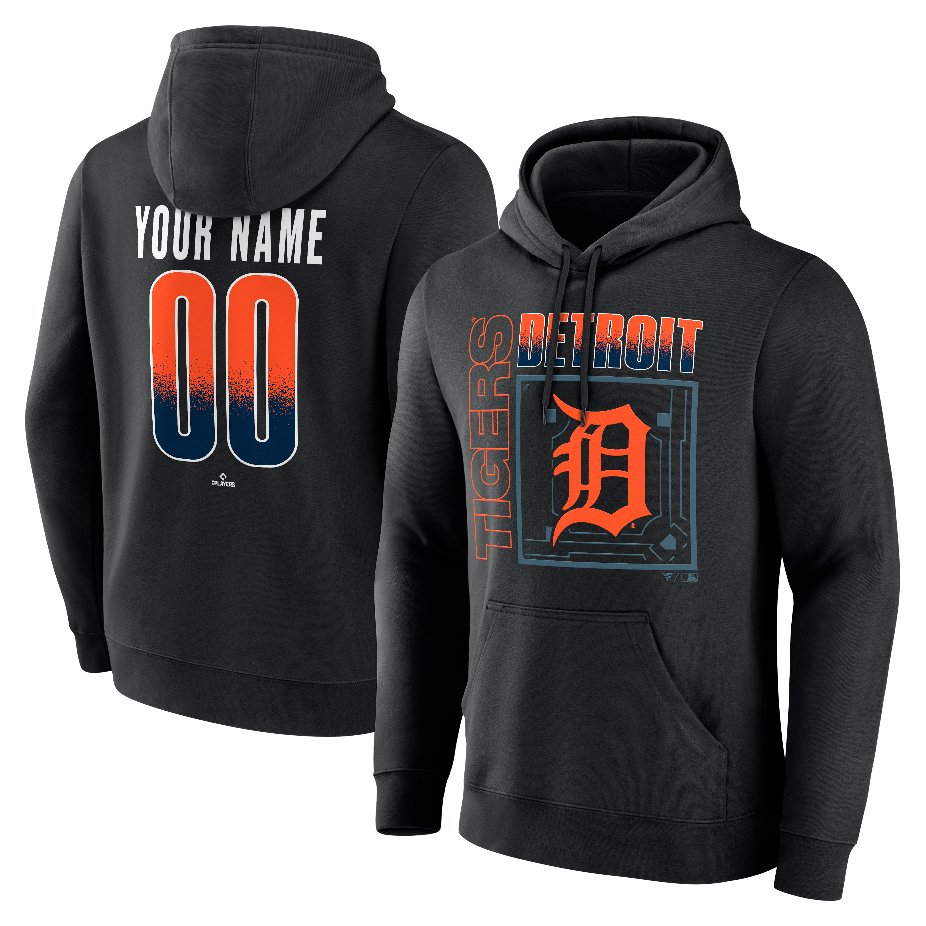 Men's Black Detroit Tigers Home Field Pop Personalized Name & Number Hoodie