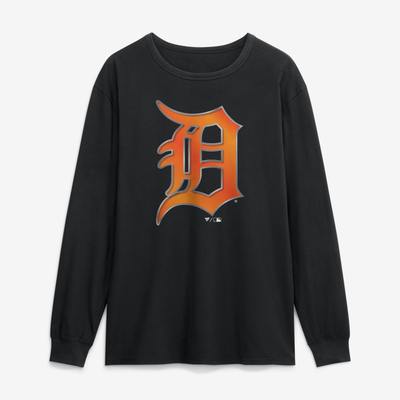 Detroit Tigers  Metallic Mascot Long Sleeve T-Shirt - Black
