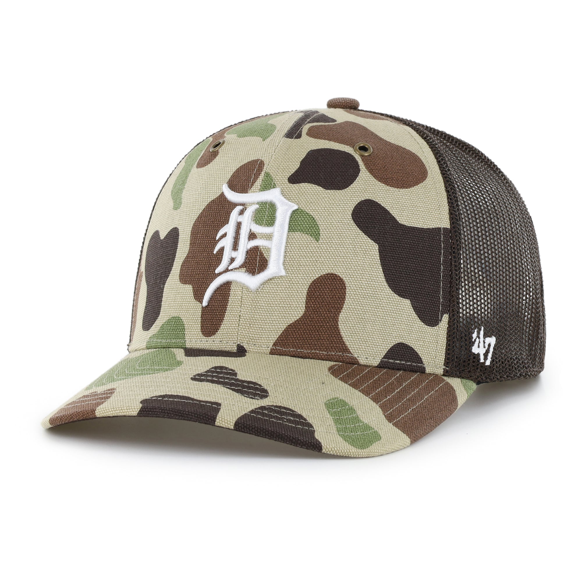 Casquette trucker ajustable Carhartt x '47 Camo Detroit Tigers Duck pour homme