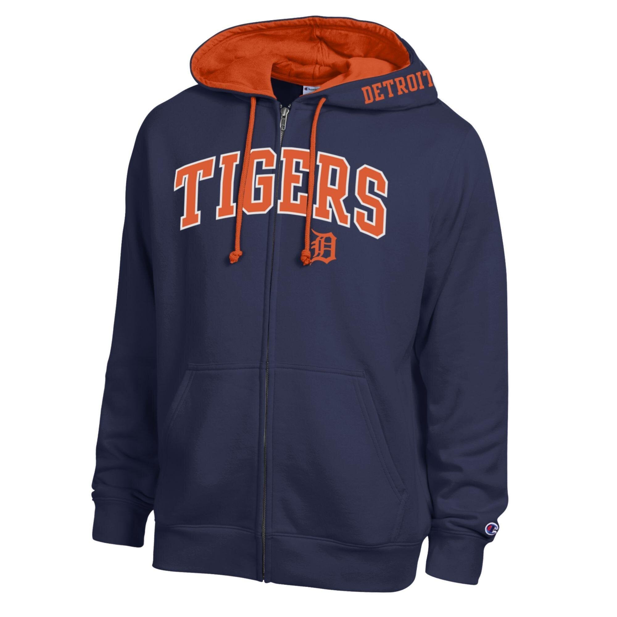 Sweat à capuche zippé en polaire Champion bleu marine Detroit Tigers pour homme