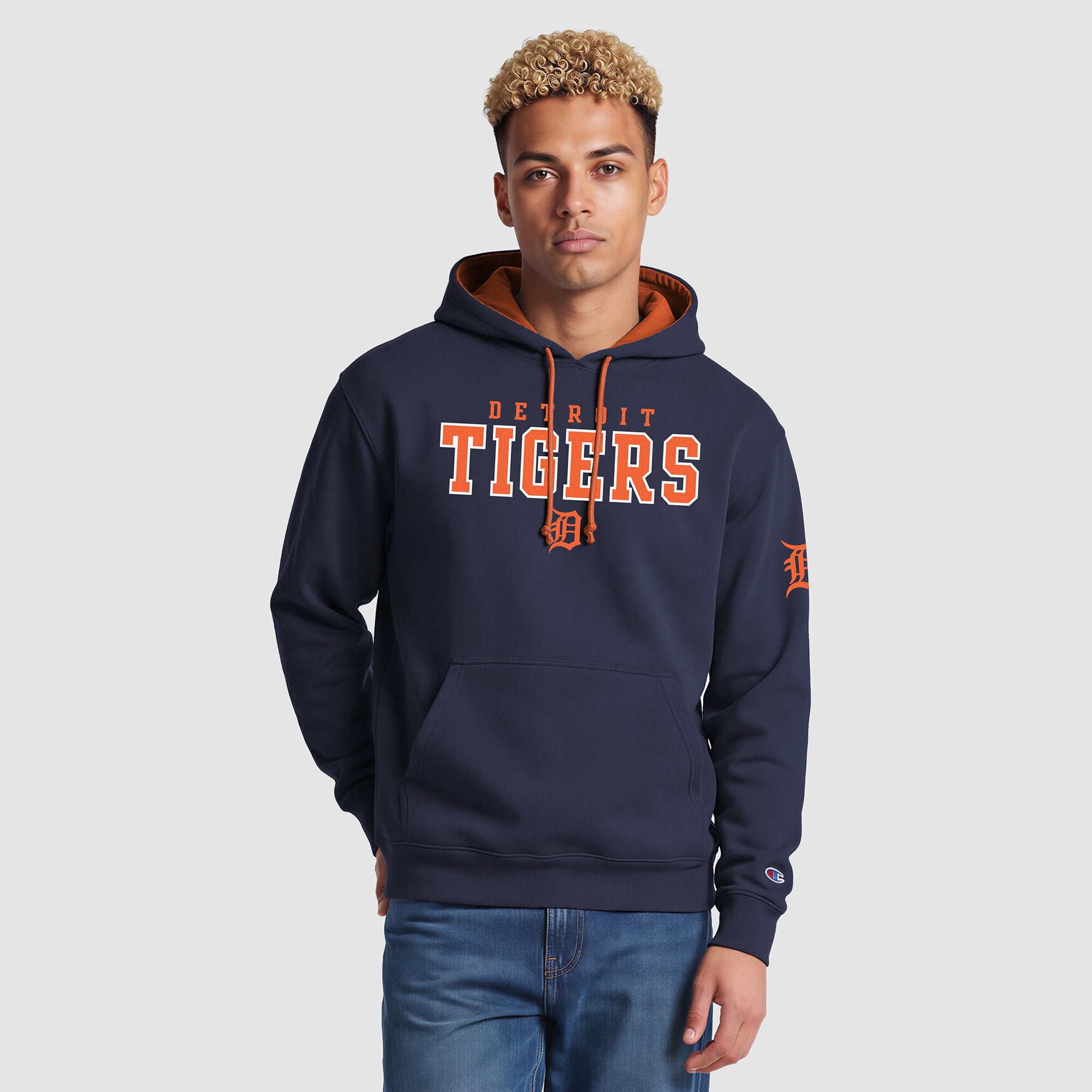 Men's Champion Navy Detroit Tigers Fleece Hoodie