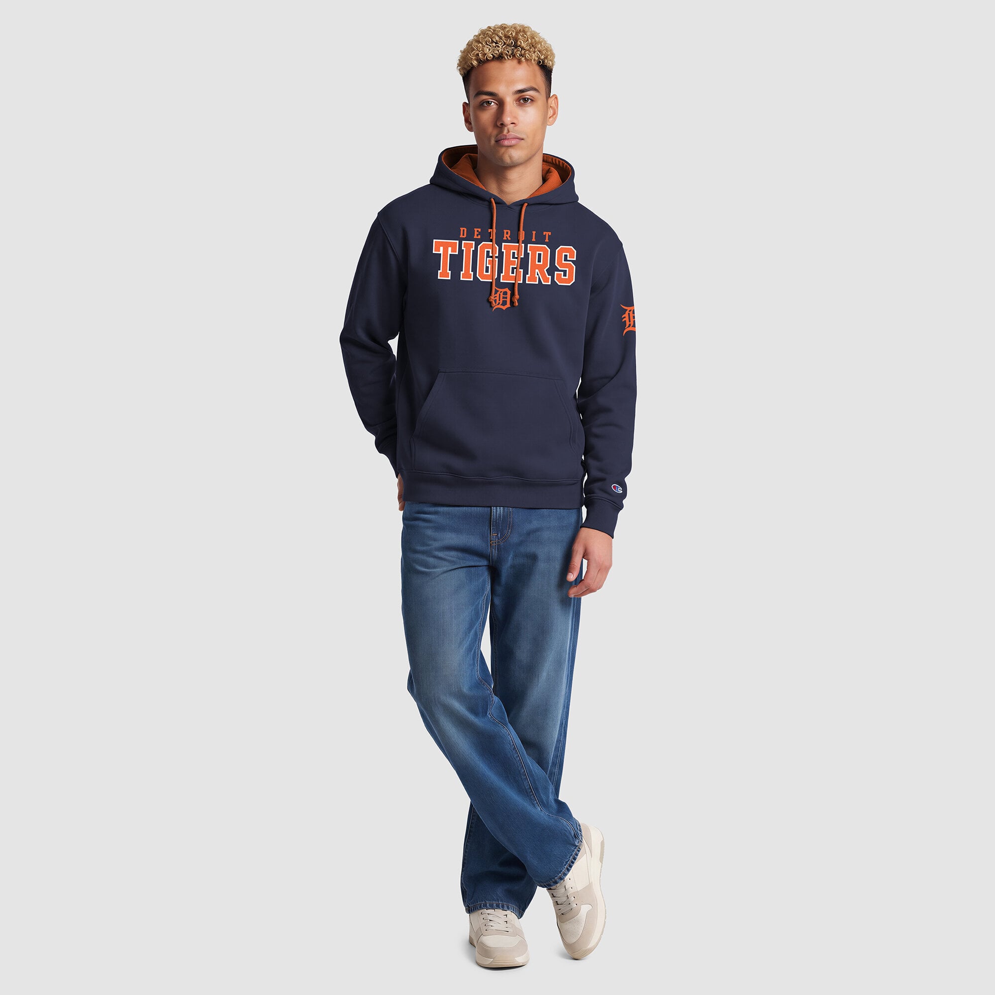 Men's Champion Navy Detroit Tigers Fleece Hoodie
