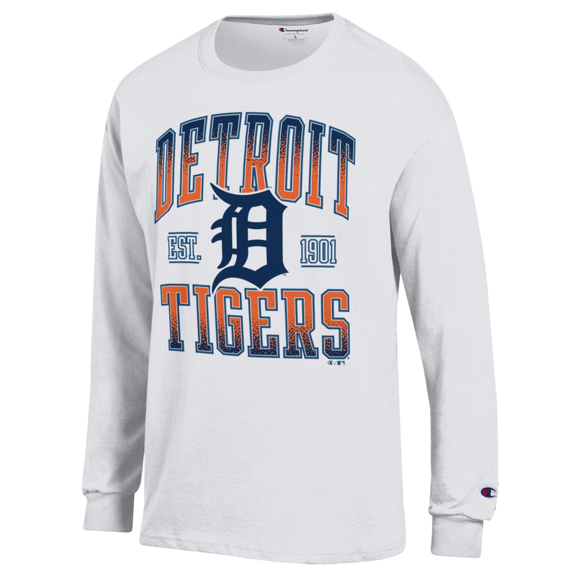 Men's Champion White Detroit Tigers Jersey Long Sleeve T-Shirt