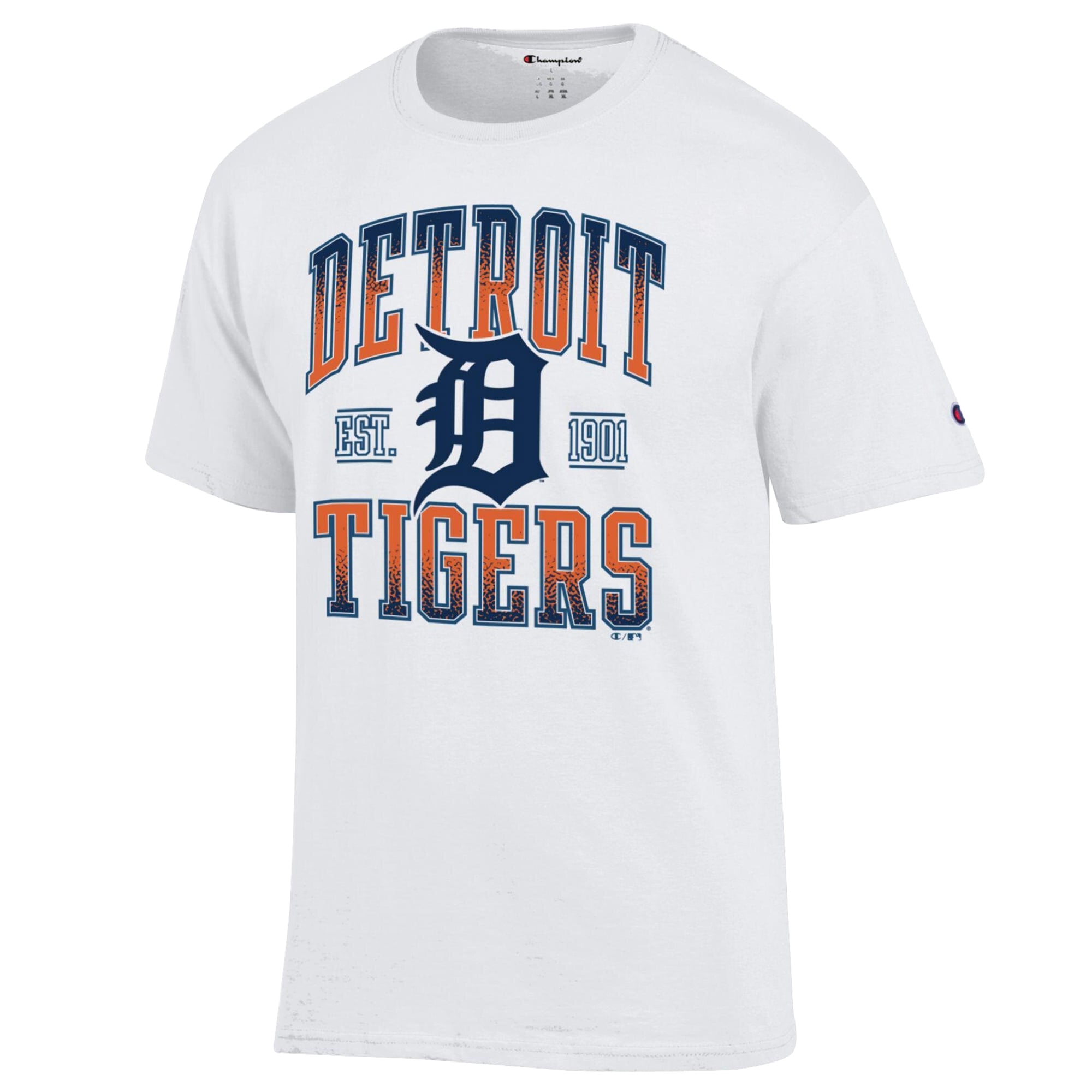 Men's Champion White Detroit Tigers Team Name T-Shirt