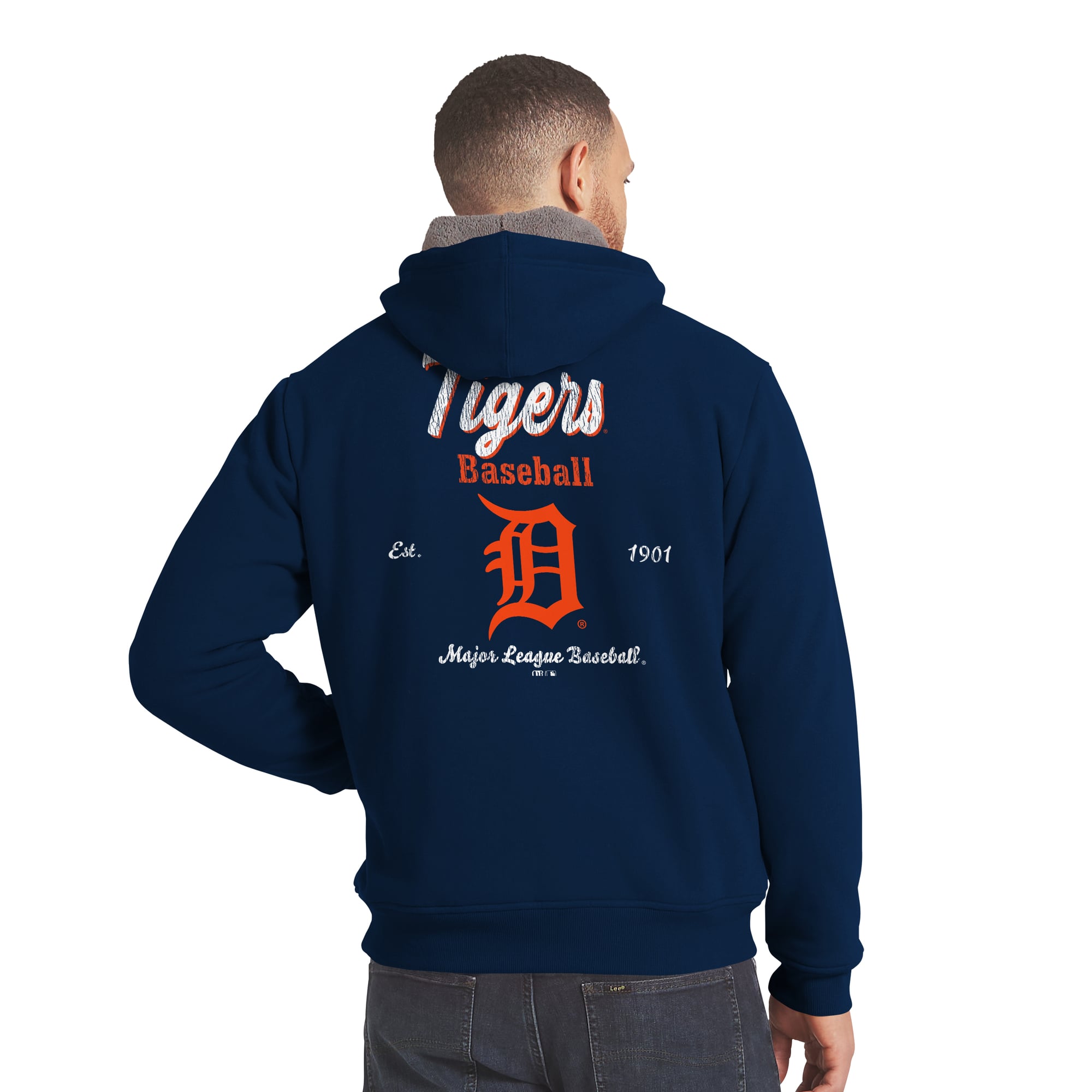 Men's Darius Rucker Collection by Fanatics Navy/Gray Detroit Tigers Sherpa Lined Full-Zip Sweatshirt