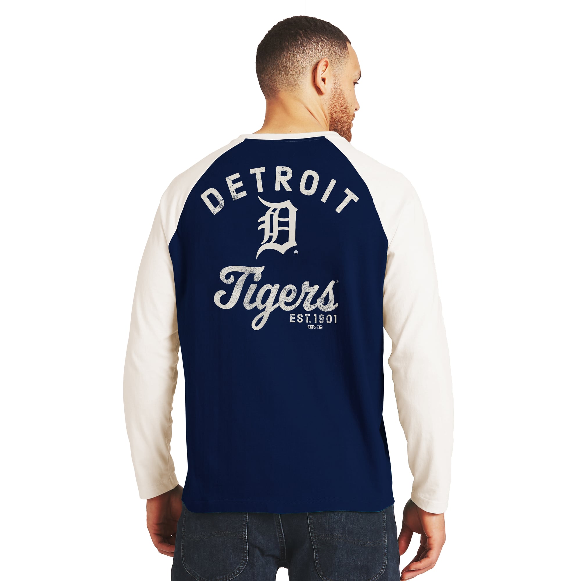 Men's Darius Rucker Collection by Fanatics Navy/White Detroit Tigers Henley Long Sleeve T-Shirt