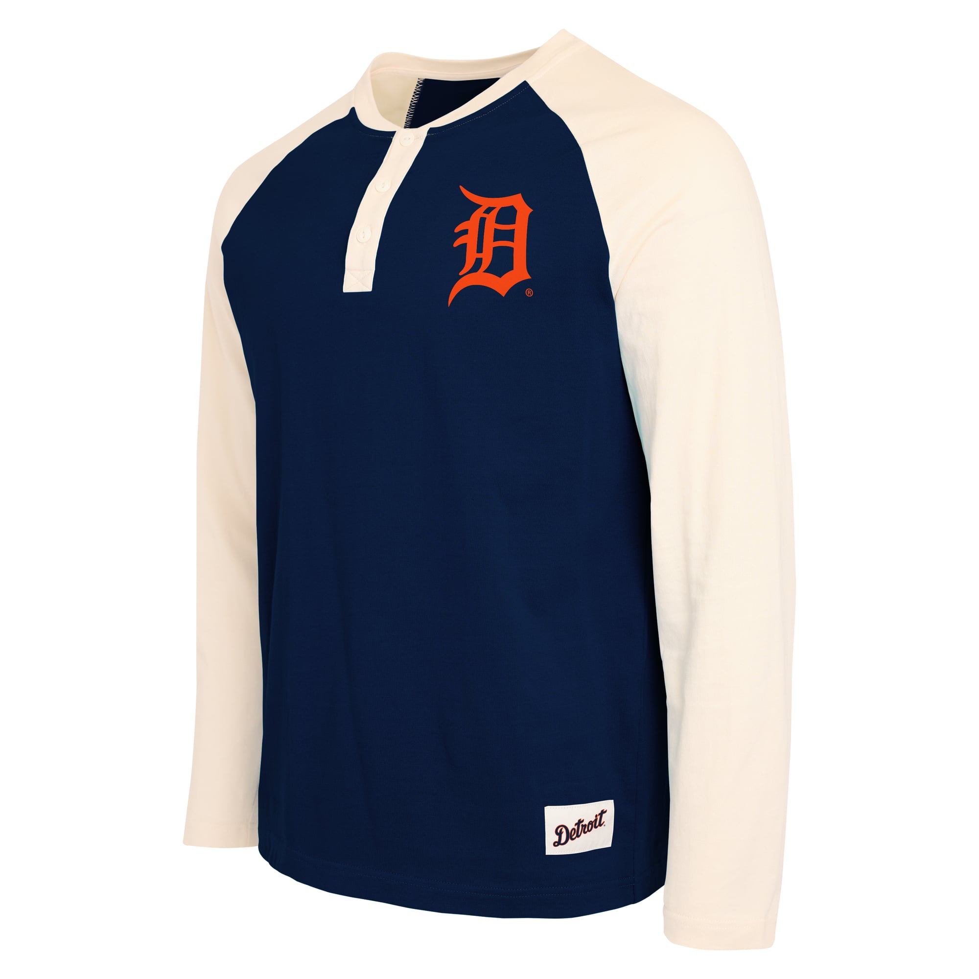 Men's Darius Rucker Collection by Fanatics Navy/White Detroit Tigers Henley Long Sleeve T-Shirt