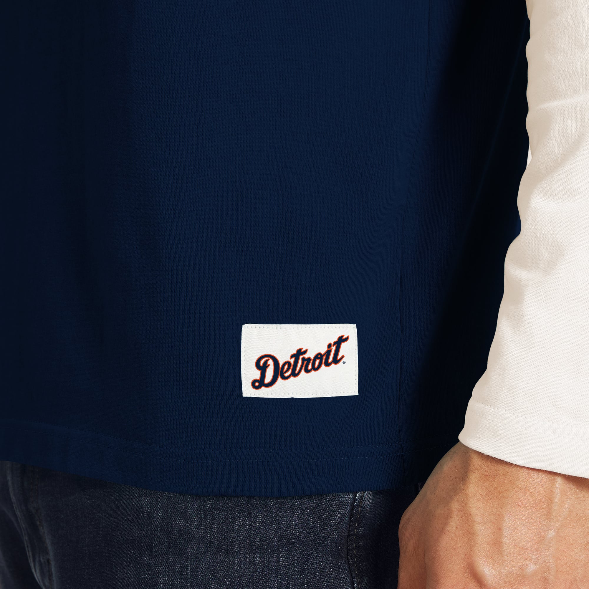 Men's Darius Rucker Collection by Fanatics Navy/White Detroit Tigers Henley Long Sleeve T-Shirt