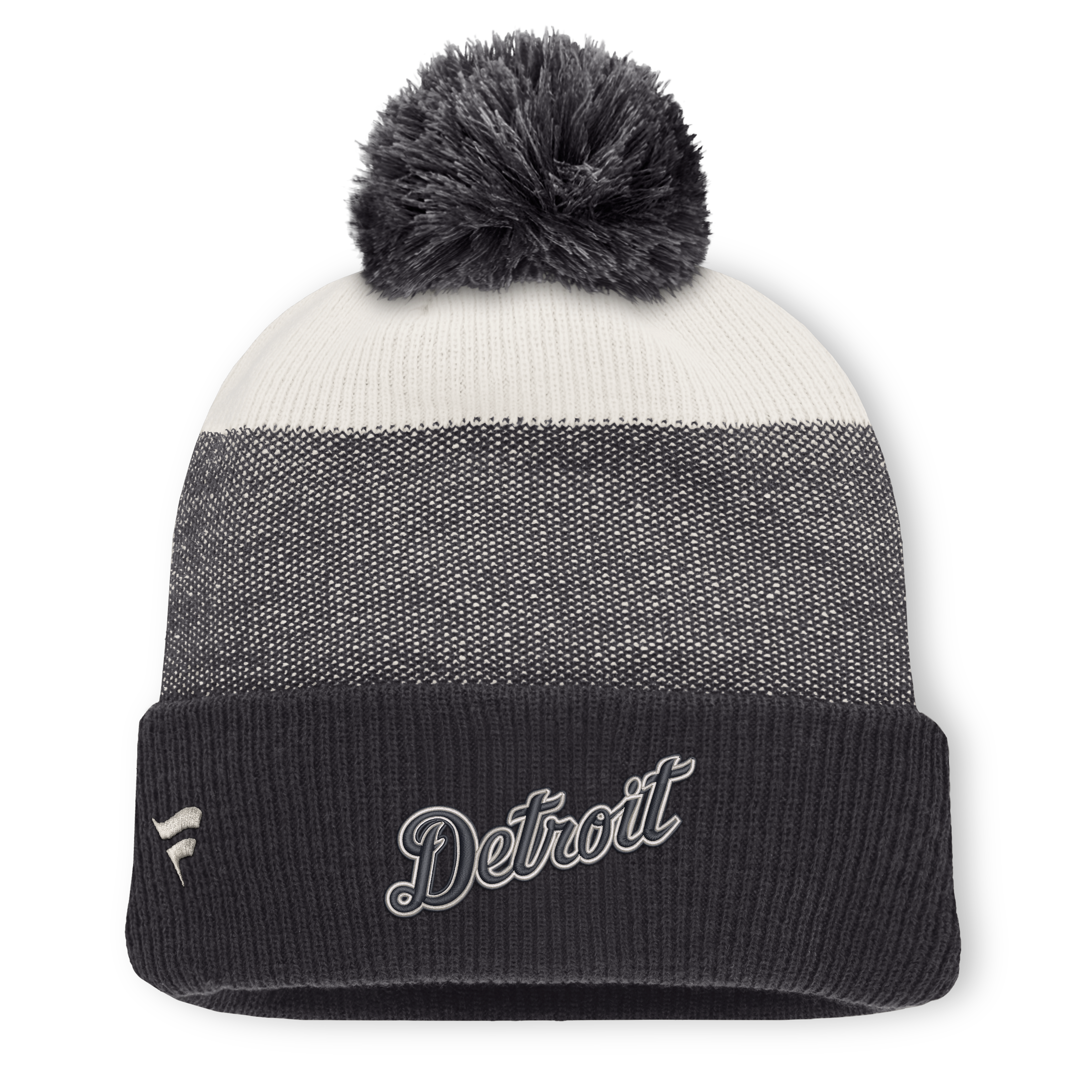 Bonnet à revers pour homme Fanatics Tigers de Détroit, couleur anthracite/gris, avec pompon
