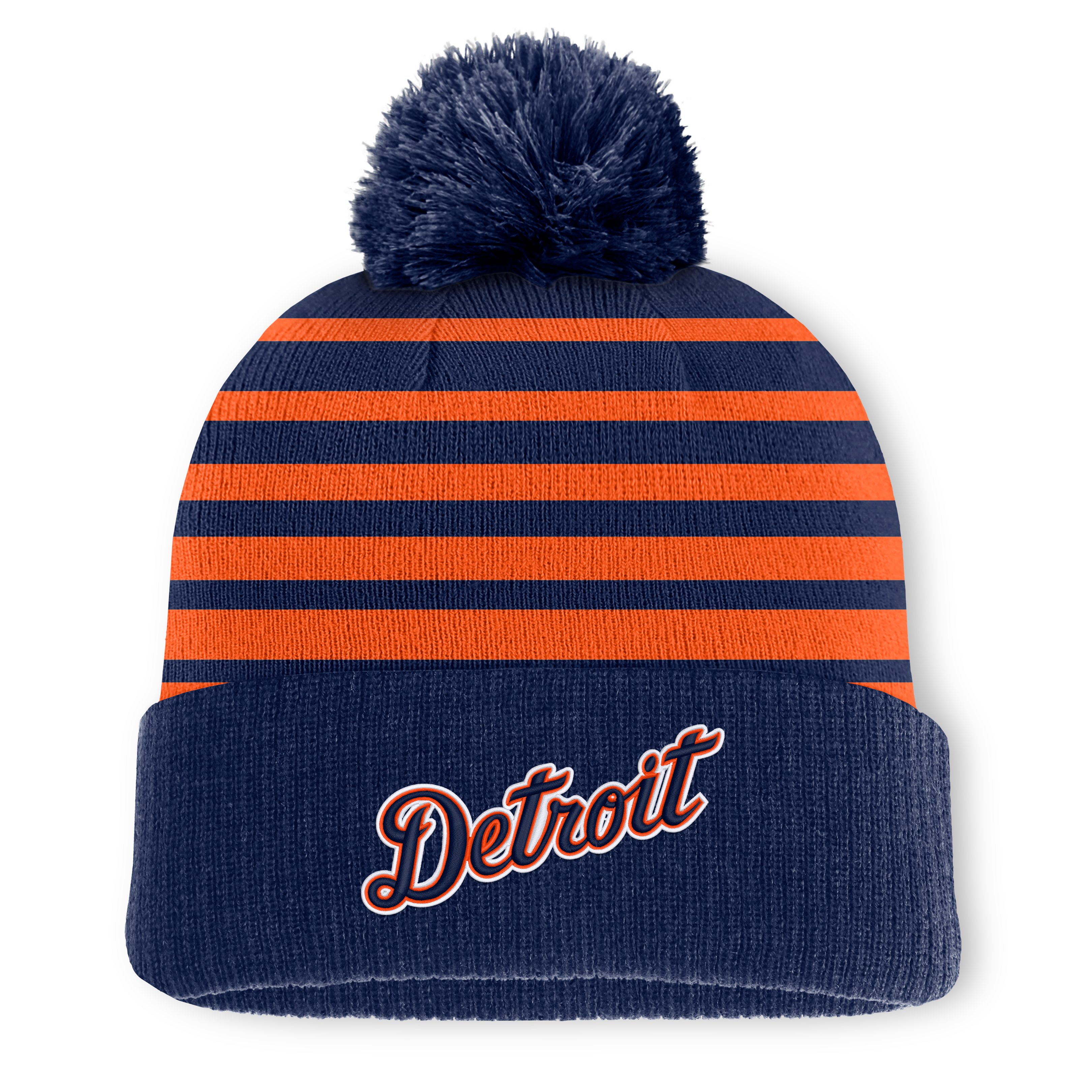 Bonnet à pompon dégradé bleu marine Detroit Tigers pour homme, de la marque Fanatics.