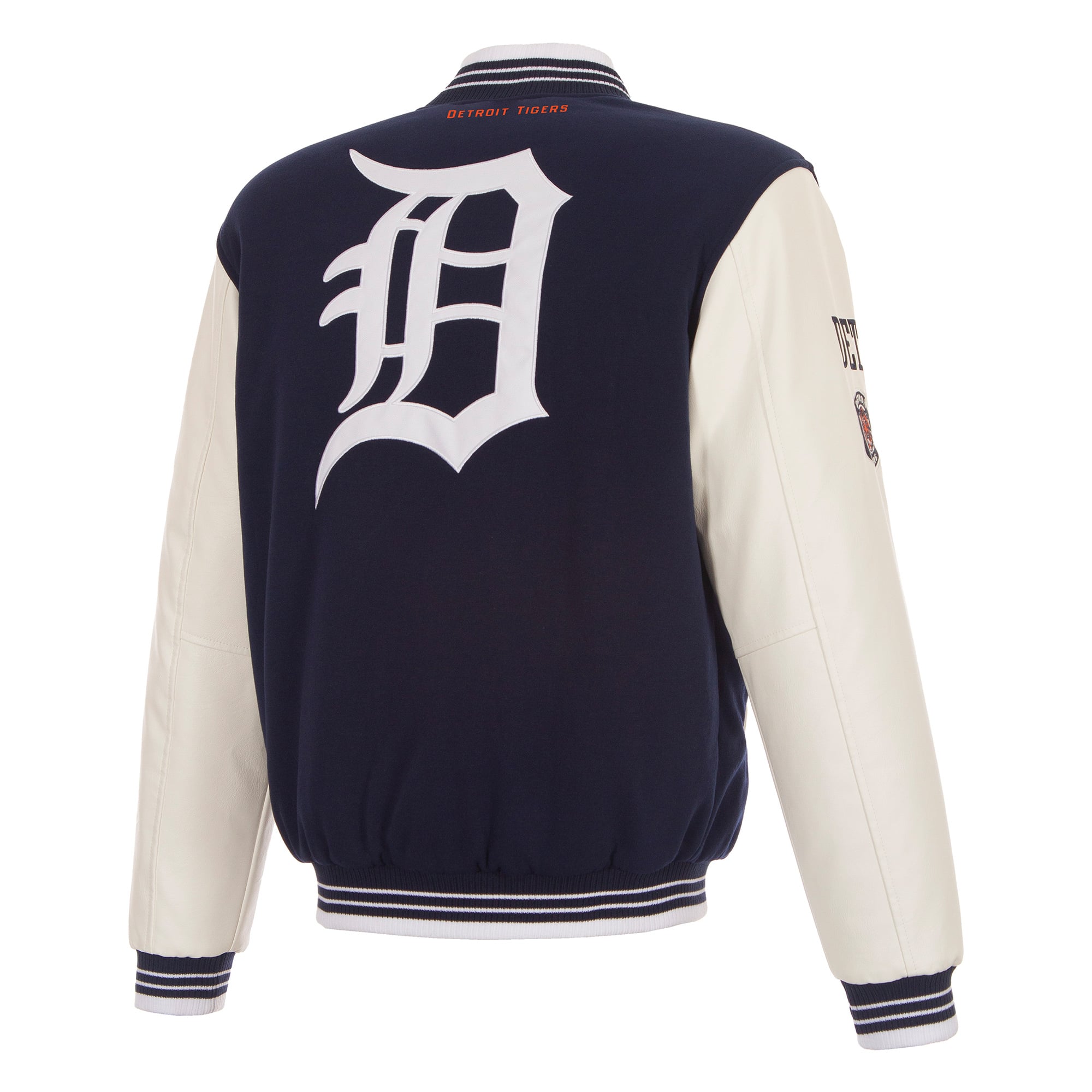 Men's JH Design  Navy Detroit Tigers Reversible Full-Snap Varsity Jacket