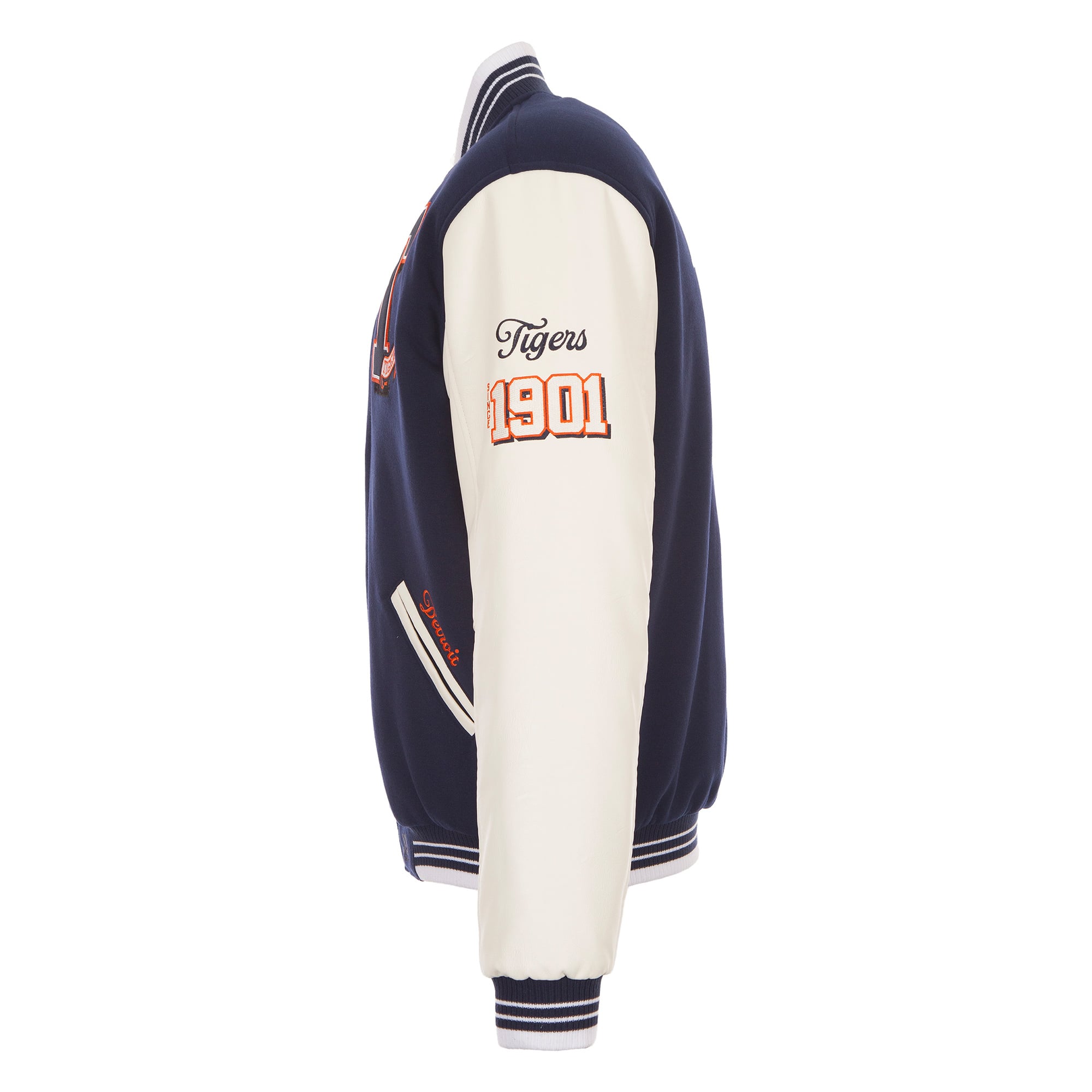 Men's JH Design  Navy Detroit Tigers Reversible Full-Snap Varsity Jacket