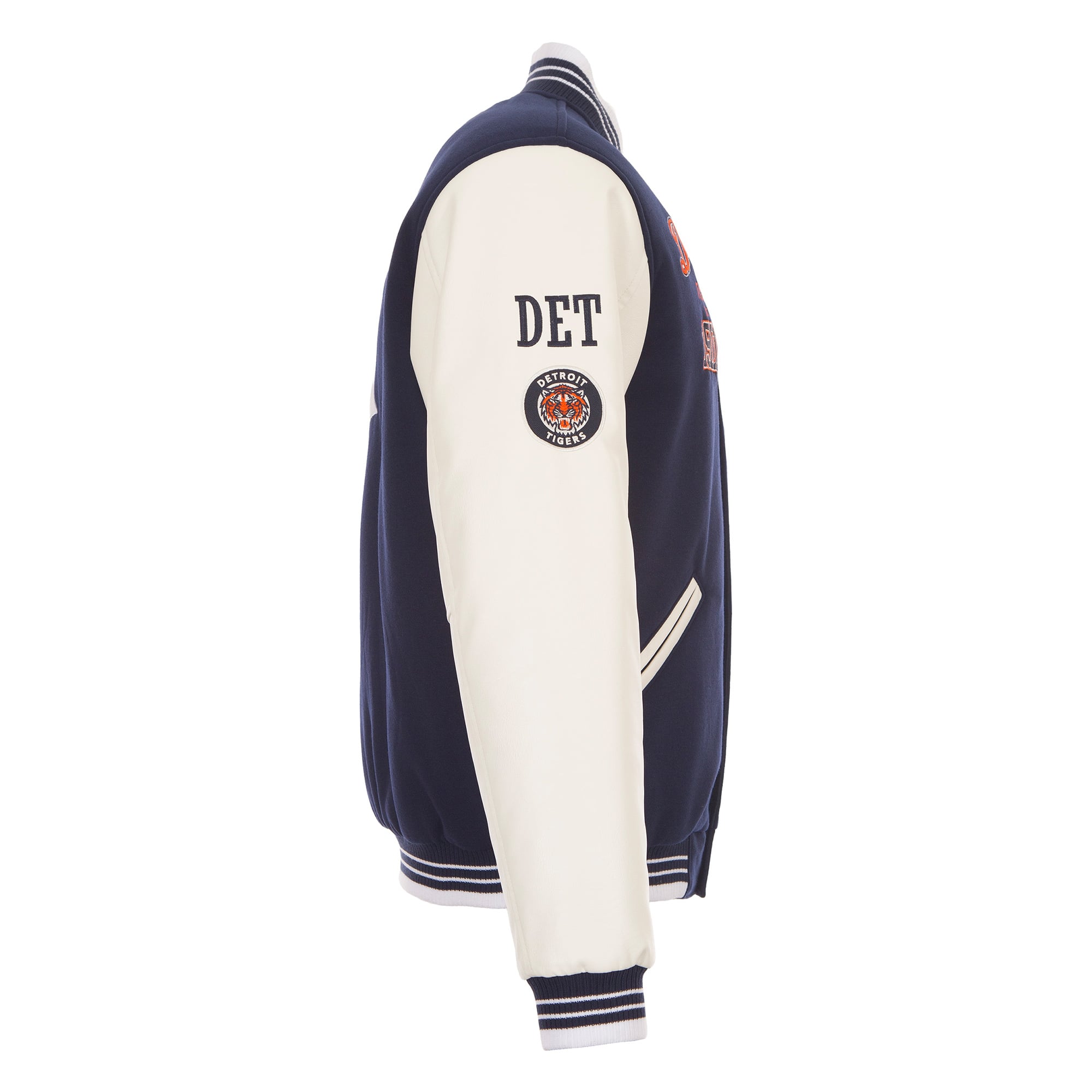 Men's JH Design  Navy Detroit Tigers Reversible Full-Snap Varsity Jacket