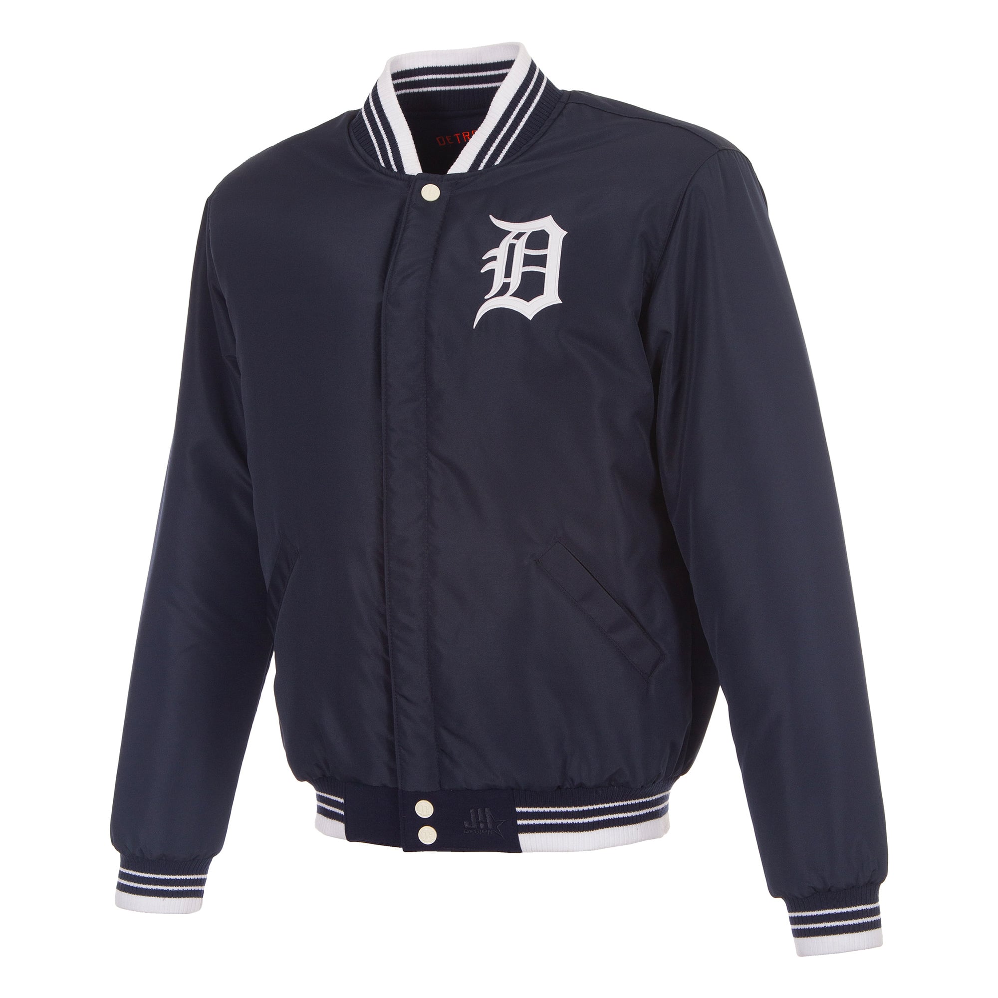 Men's JH Design  Navy Detroit Tigers Reversible Full-Snap Varsity Jacket