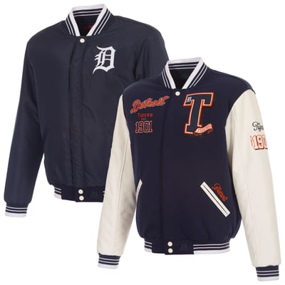  Detroit Tigers JH Design Reversible Varsity Jacket - Navy