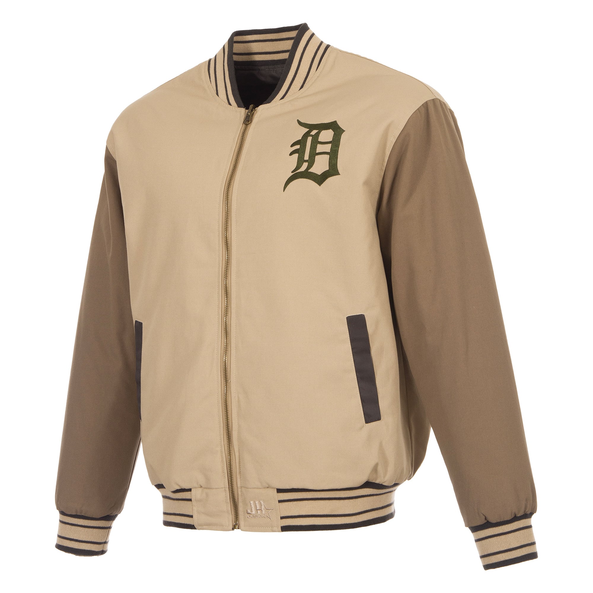 Veste réversible en toile beige/marron Detroit Tigers pour homme de JH Design