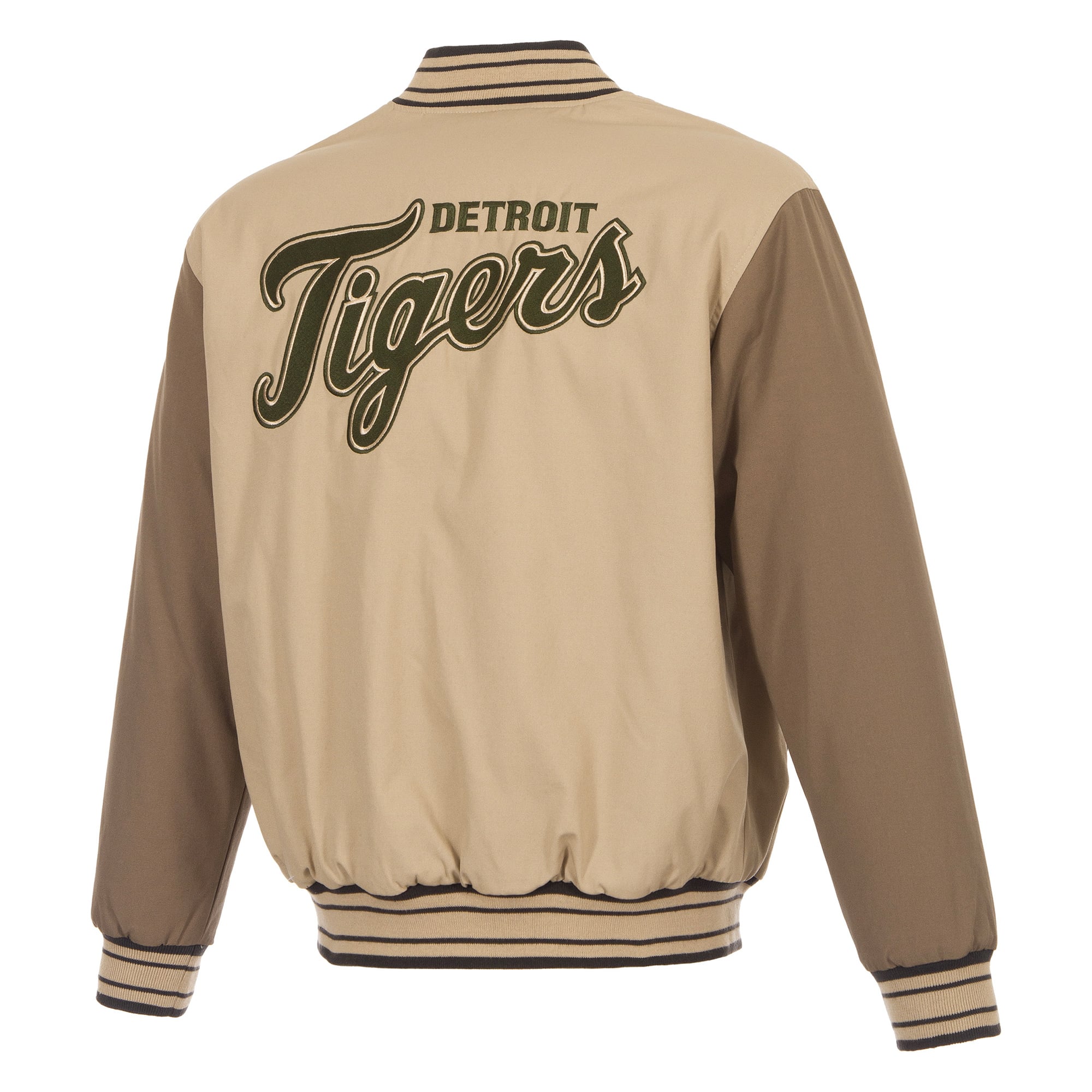 Veste réversible en toile beige/marron Detroit Tigers pour homme de JH Design