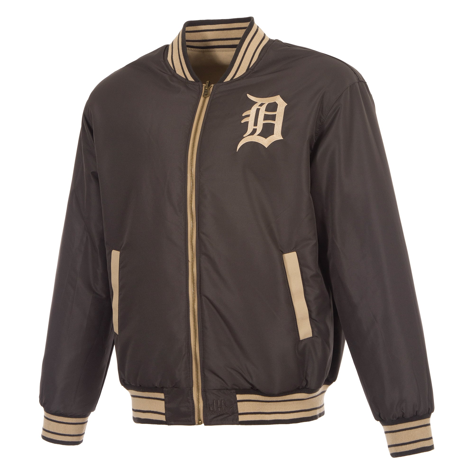 Veste réversible en toile beige/marron Detroit Tigers pour homme de JH Design