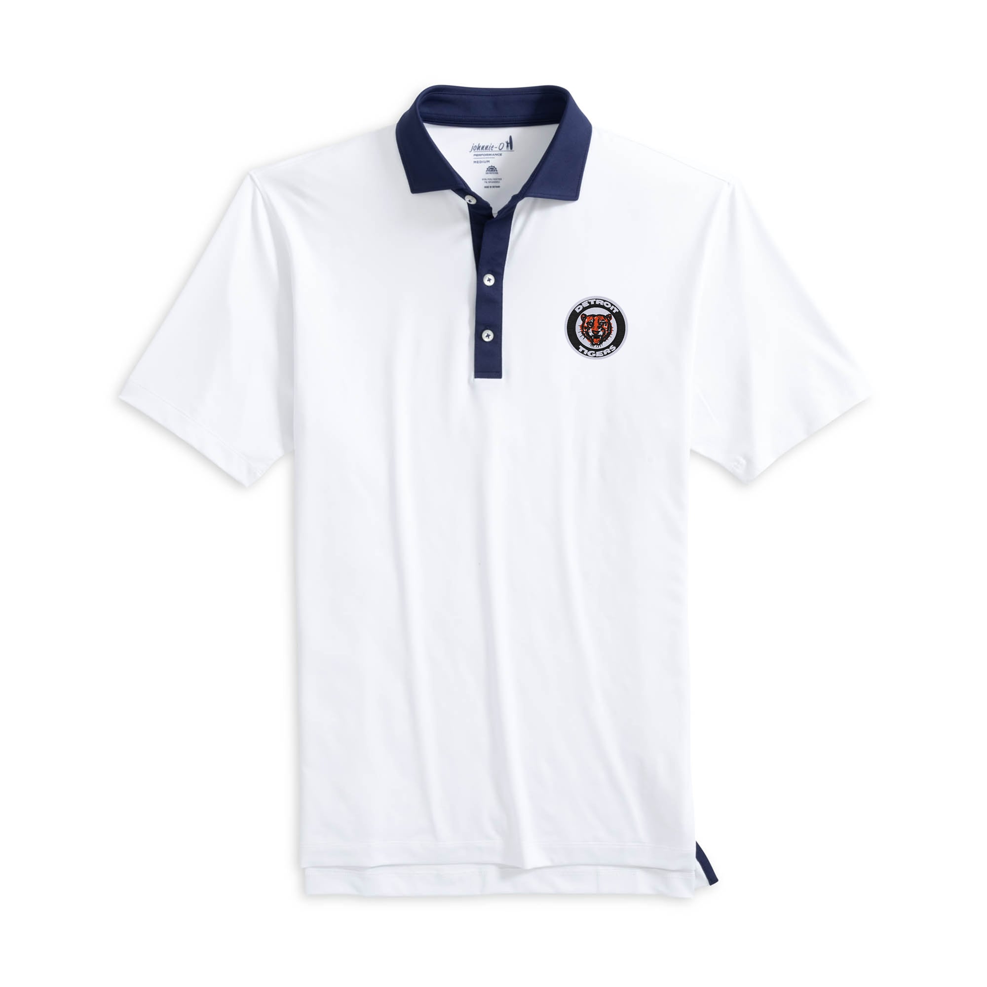 Polo homme johnnie-O blanc/marine Detroit Tigers Ramos Performance avec logo Cooperstown