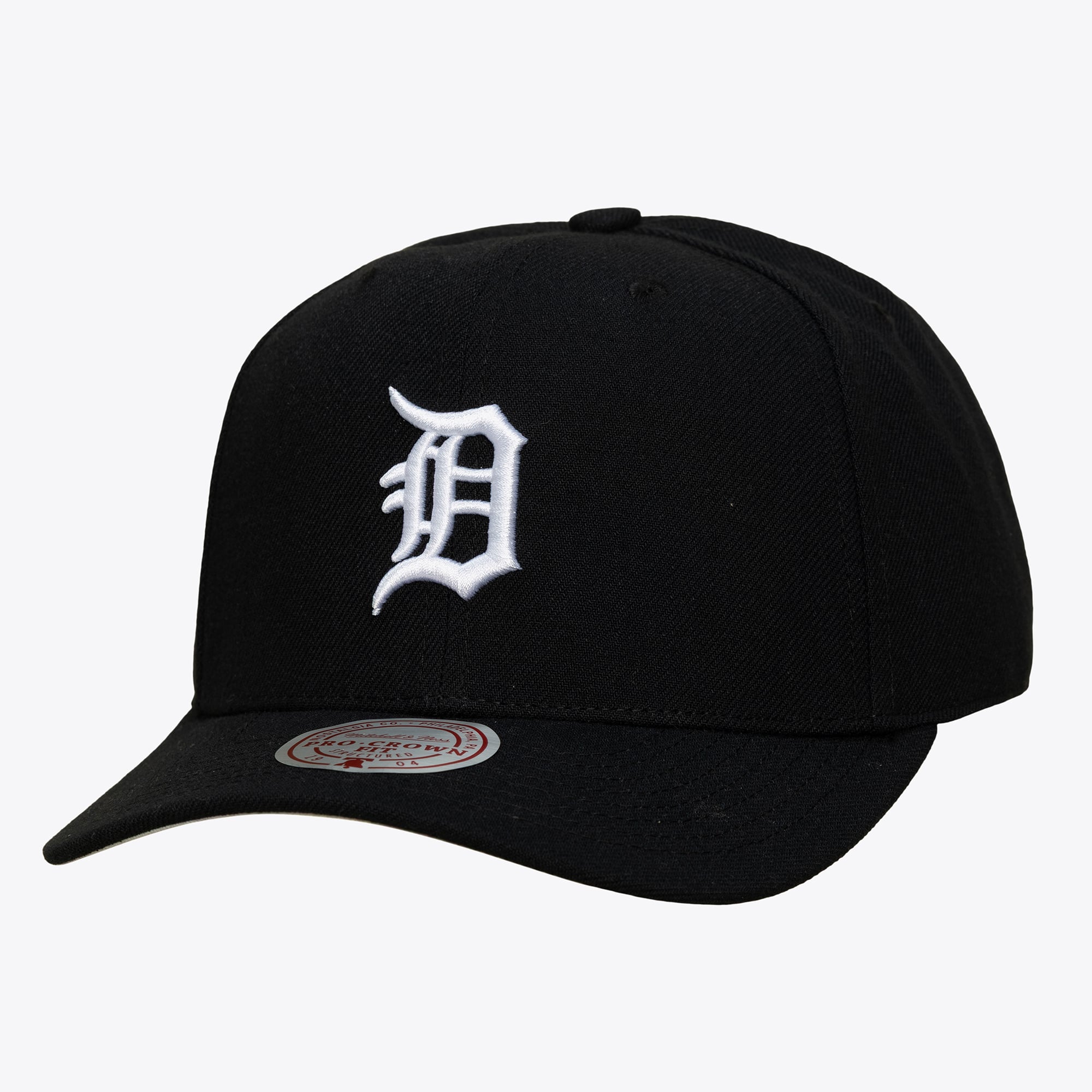 Men's Mitchell & Ness Black Detroit Tigers Black and White Pro Crown Snapback