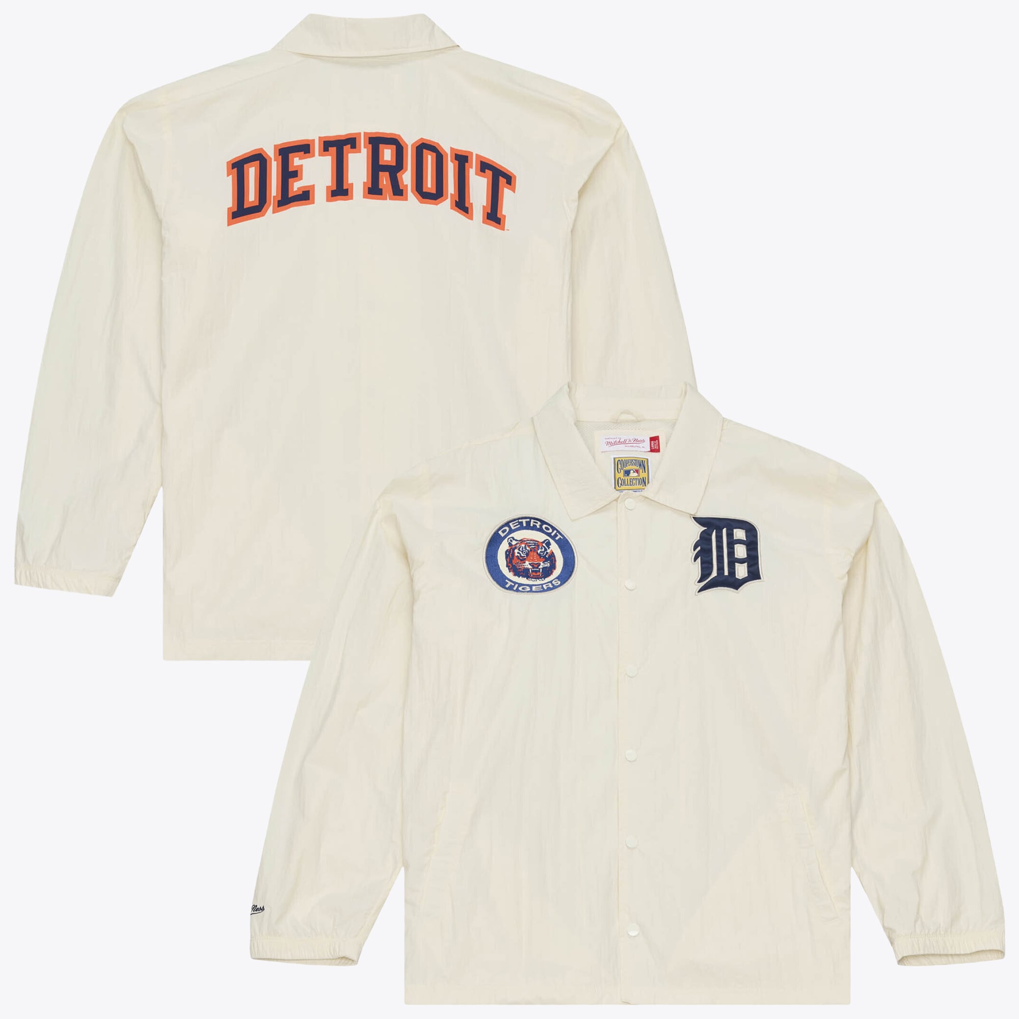 Men's Mitchell & Ness  Cream Detroit Tigers Cooperstown Collection Retro Roots Coaches Jacket