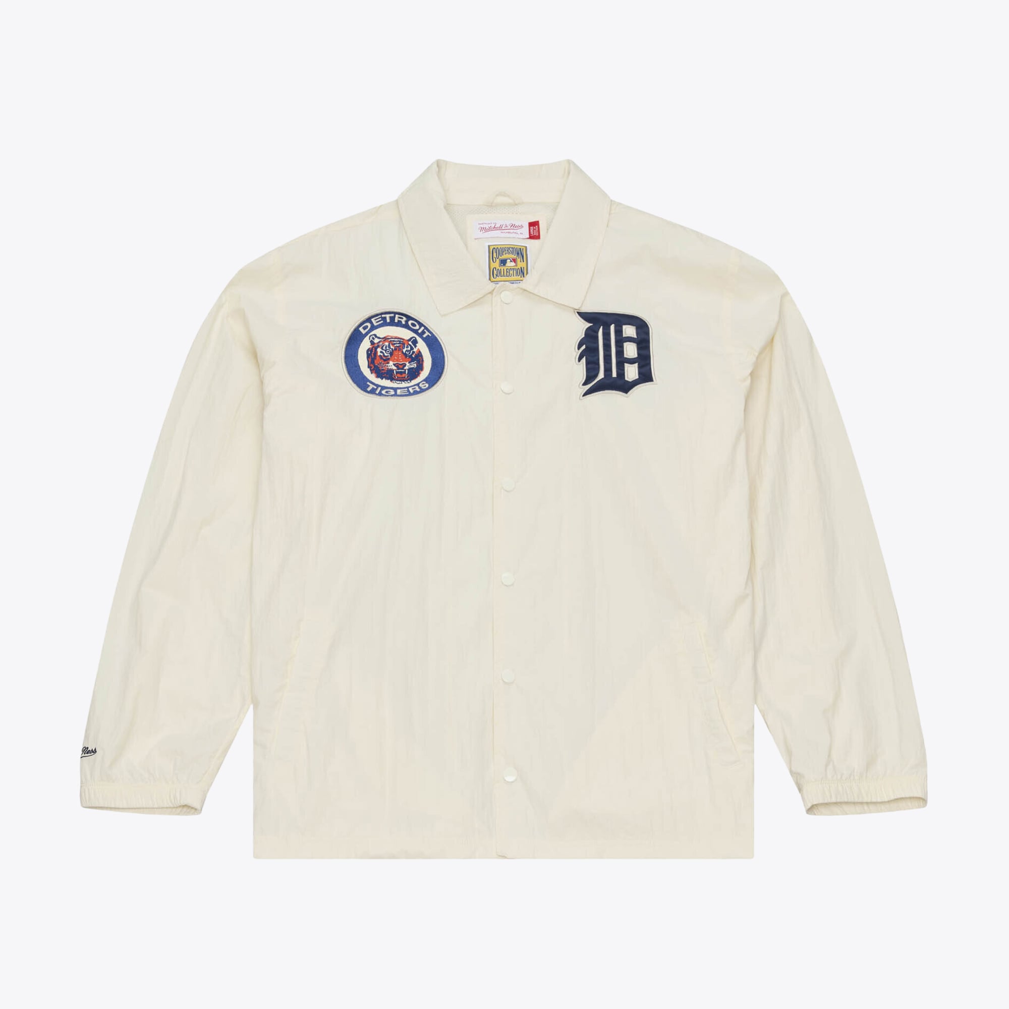 Men's Mitchell & Ness  Cream Detroit Tigers Cooperstown Collection Retro Roots Coaches Jacket